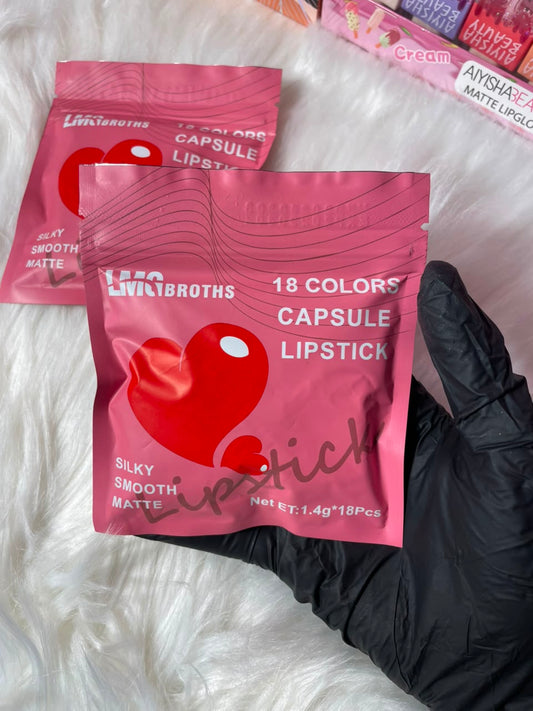 LMG Brothers 18 Colors Capsule Lipstick Set – Silky Smooth Matte Mini Capsule Lipsticks | Long Lasting Waterproof Velvet Finish | 18 Shades Lip Makeup Collection