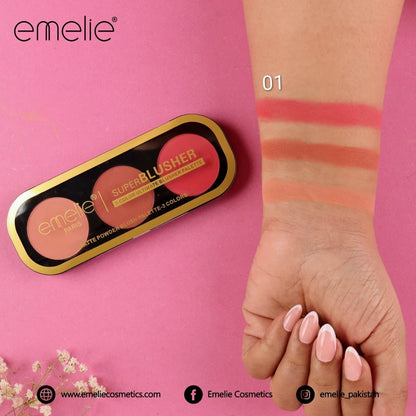 Emelie Paris Super Blusher  3IN 1 Matte Powder Blush Palette