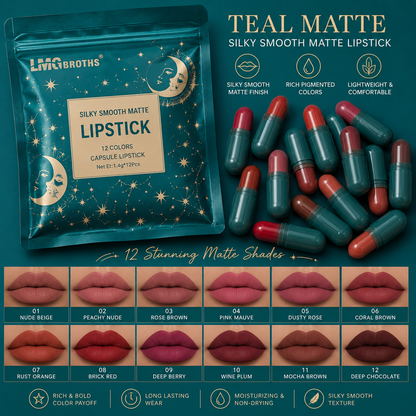 LMGBROTHS Capsule Matte Lipstick Set | 12 Nude & Bold Shades