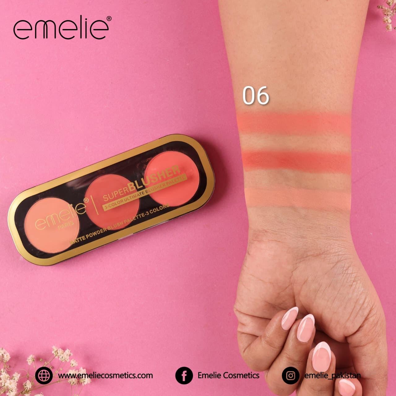 Emelie Paris Super Blusher  3IN 1 Matte Powder Blush Palette
