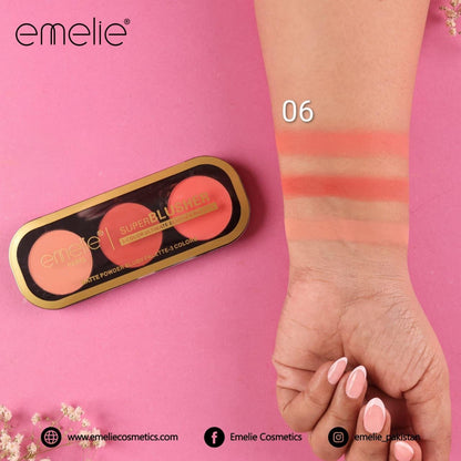 Emelie Paris Super Blusher  3IN 1 Matte Powder Blush Palette
