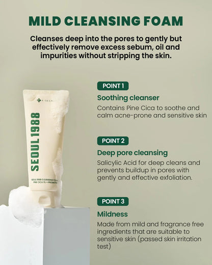 K-Secret Seoul 1988 Pine Cica 1% +Probiotics Cleansing Foam