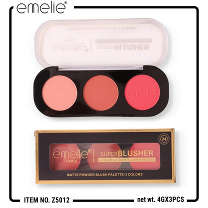 Emelie Paris Super Blusher  3IN 1 Matte Powder Blush Palette
