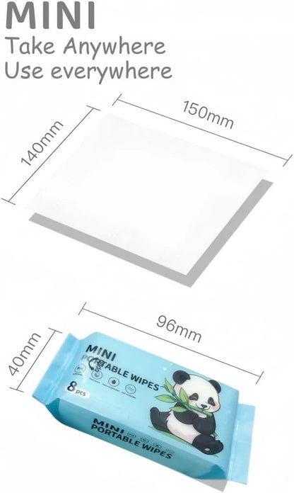QIANHUI Cute Cartoon Mini Portable Wet Wipes – 1*8pcs(64sheets) Pack Value Set