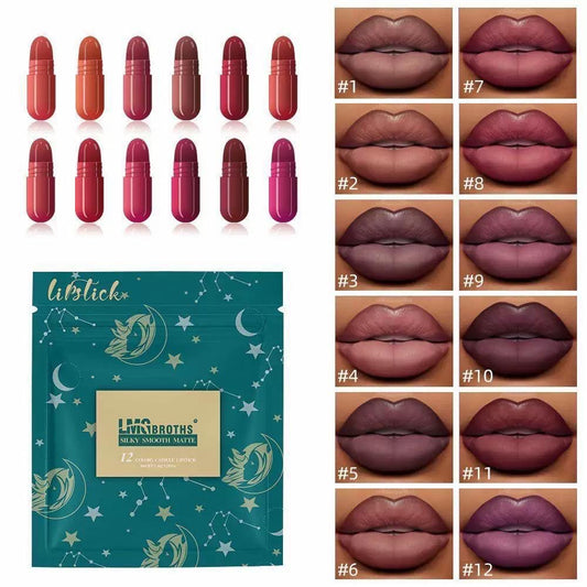 LMGBROTHS Capsule Matte Lipstick Set | 12 Nude & Bold Shades