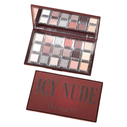 Hudamoji Icy Nude Eyeshadow Palette – 18 Shades of Matte & Shimmer