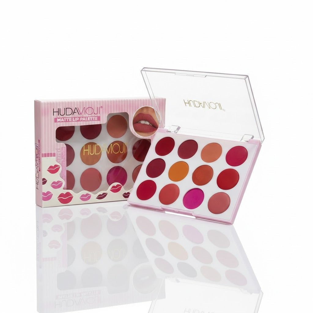 HUDAMOJI Matte Lip Palette – 15 Vibrant Shades