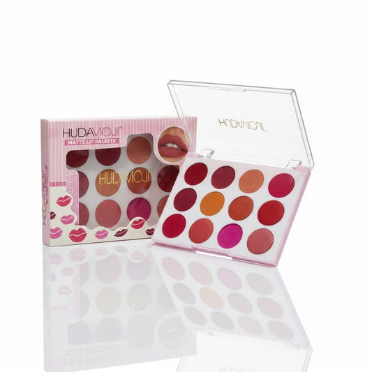 HUDAMOJI Matte Lip Palette – 15 Vibrant Shades