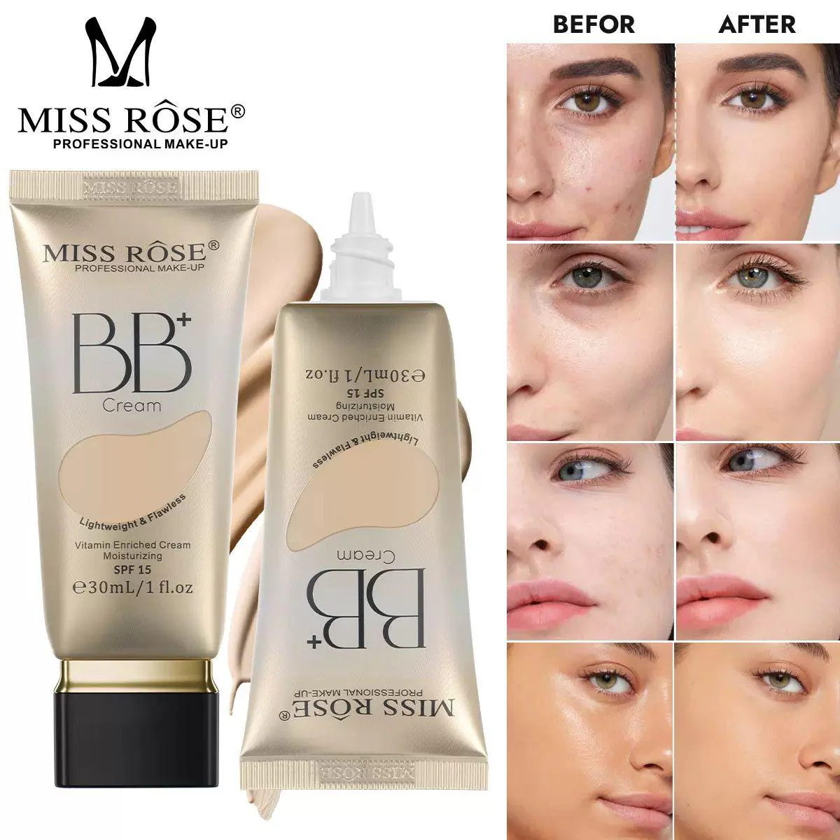 Miss Rose BB Cream Lightweight Flawless Coverage 30Ml