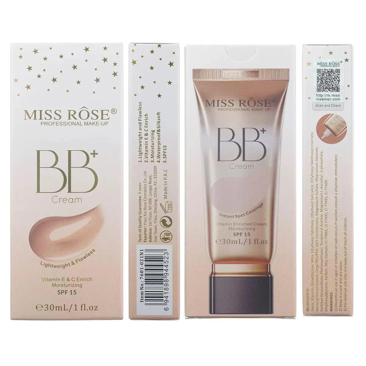 Miss Rose BB Cream Lightweight Flawless Coverage 30Ml