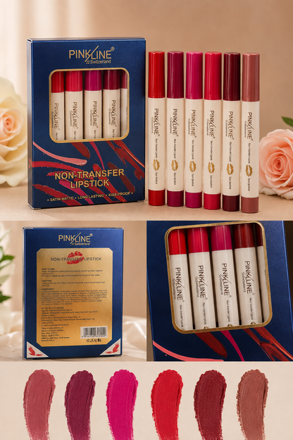 Pinkline Non-Transfer Matte Lipstick Set – 6 Shades