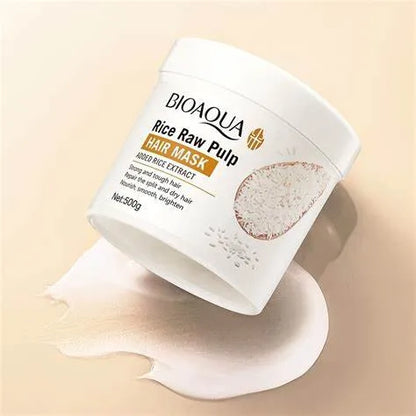 BIOAQUA Rice Raw Pulp Hair Mask For Dry &amp; Damaged Hair - 500g