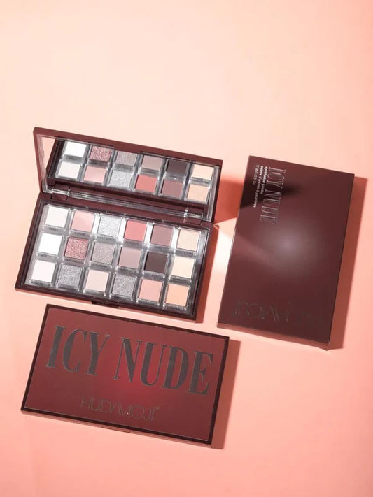 Hudamoji Icy Nude Eyeshadow Palette – 18 Shades of Matte & Shimmer