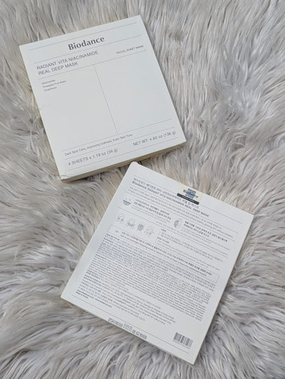 Biodance-Radiant Vita Niacinamide Real Deep Mask 4pc 34g Made in Korea