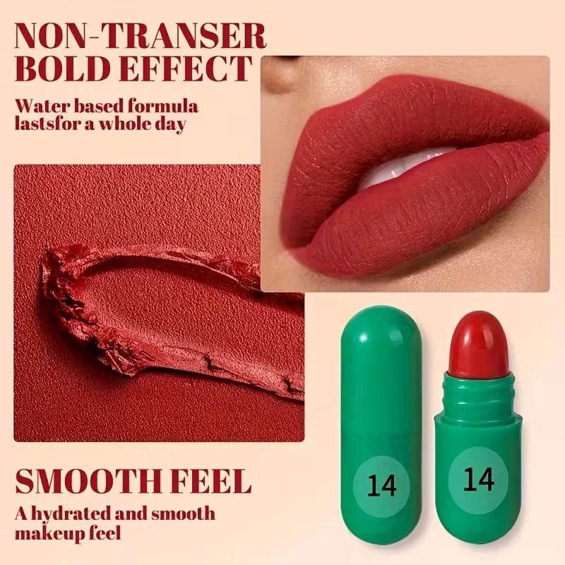 Ksone 9 Colors Capsule Lipstick Set | Mini Portable Lipstick Collection | Waterproof Long-Lasting Lip Makeup