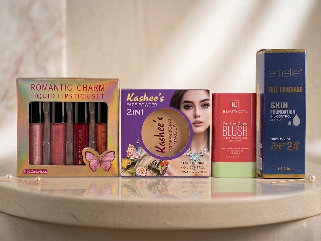 Ultimate Glam & Glow Cosmetic Bundle – 4-Piece Essential Set