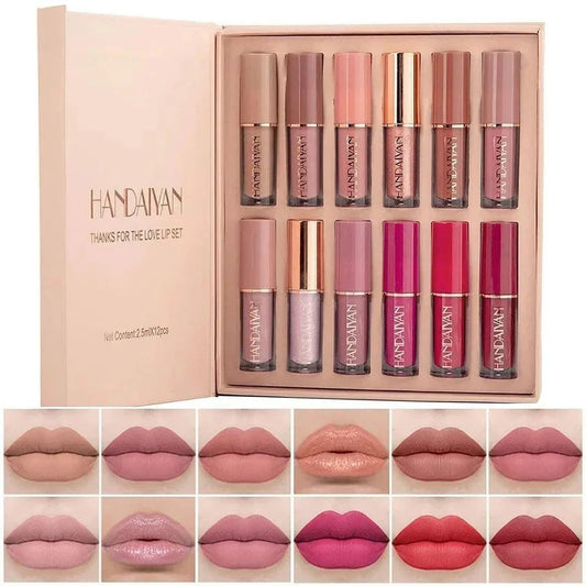 Handaiyan Matte Liquid Lipstick & Gloss - 12 Pcs Set
