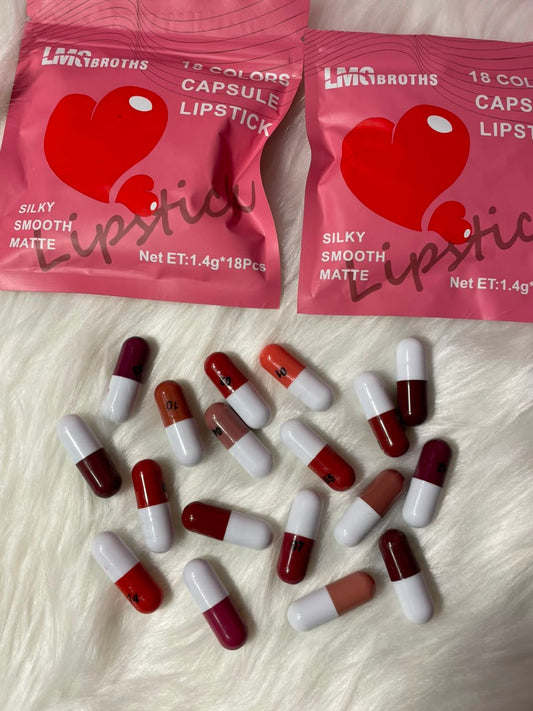 LMG Brothers 18 Colors Capsule Lipstick Set – Silky Smooth Matte Mini Capsule Lipsticks | Long Lasting Waterproof Velvet Finish | 18 Shades Lip Makeup Collection