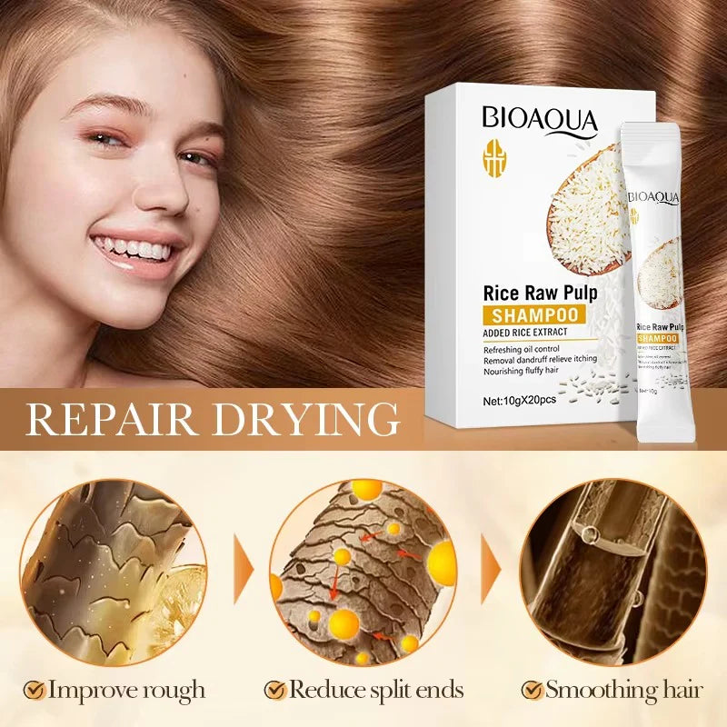 BIOAQUA Rice Raw Pulp Hair Repair Mask - 10g x 20 Pcs